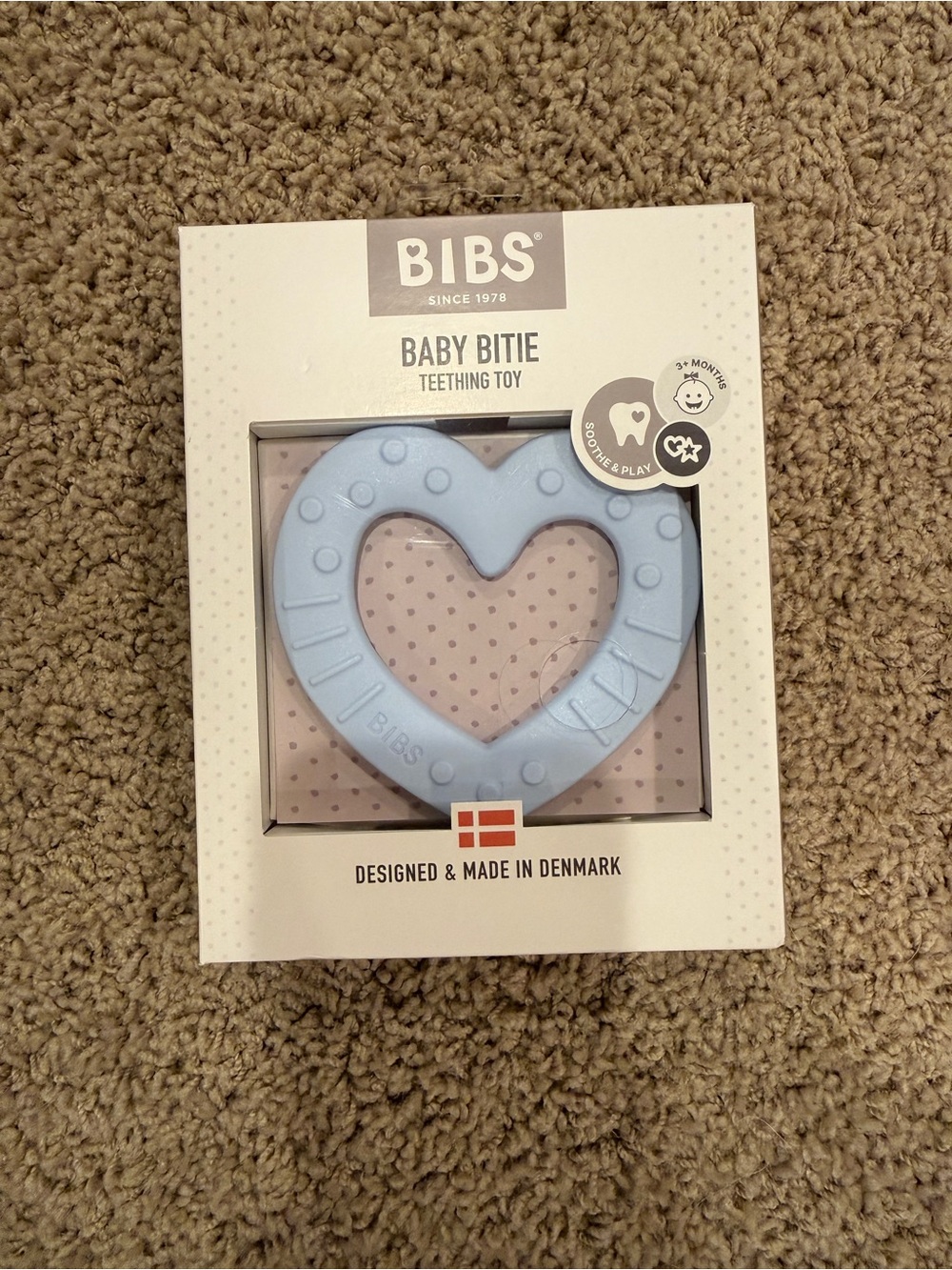 BIBS Baby Bite Heart Teething Toy in Blue